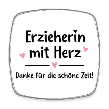 Kindergarten teacher with heart – gift for kindergarten teacher child - Square fridge magnet - white - Front