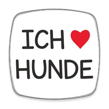 Ich ❤️ Hunde – Süßes Hundeliebe Textdesign - Viereckiger Kühlschrankmagnet - Weiß - Vorne