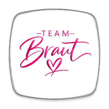 Team Brust Herzschrift - Viereckiger Kühlschrankmagnet - Weiß - Vorne