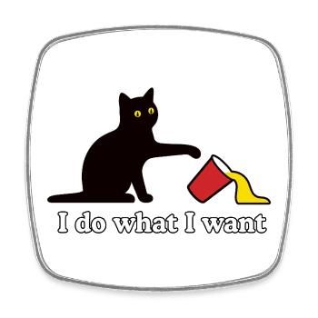 Katzen Humor Shirt für Katzenbesitzer - Viereckiger Kühlschrankmagnet - Weiß - Vorne
