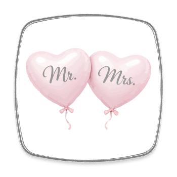Mr Mrs Herzballon Paar Motiv - Viereckiger Kühlschrankmagnet - Weiß - Vorne