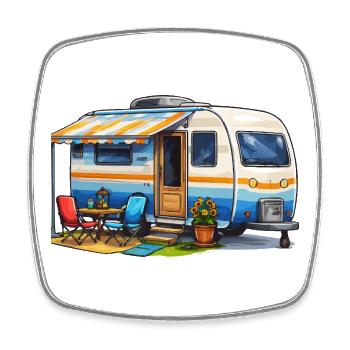 Campeur caravane - Magnet carré - blanc - Devant