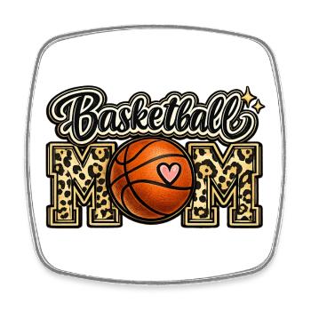 Basketball-Mama-Leoparden-Shirt Muttertag - Viereckiger Kühlschrankmagnet - Weiß - Vorne