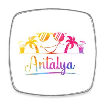 Plage d’Antalya Soleil - Magnet carré - blanc - Devant