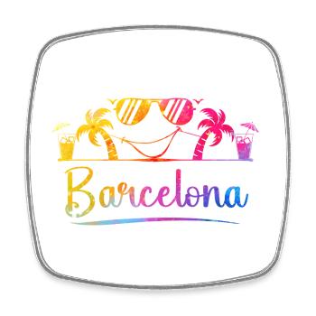 Barcelona Beach Palm Sunset - Square fridge magnet - white - Front