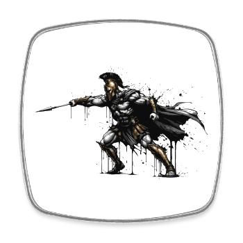 Spartan Gold und Blood Spartan Grunge Maskottchen - Viereckiger Kühlschrankmagnet - Weiß - Vorne