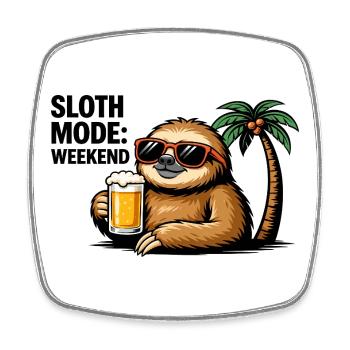 Sunny Sloth Bier Holiday - Viereckiger Kühlschrankmagnet - Weiß - Vorne