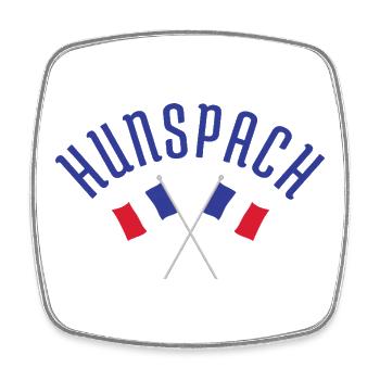 Gewölbtes HUNSPACH mit gekreuzten französischen Flaggen - Viereckiger Kühlschrankmagnet - Weiß - Vorne