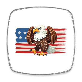 Adler der Freiheit über der US-Flagge - Viereckiger Kühlschrankmagnet - Weiß - Vorne