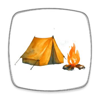 Lagerabenteuer Zelt & Feuer - Viereckiger Kühlschrankmagnet - Weiß - Vorne