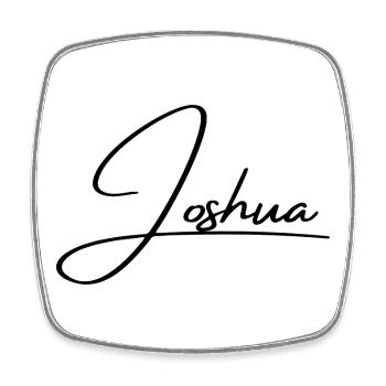 Joshua Name - Elegant Cursive Script - Square fridge magnet - white - Front