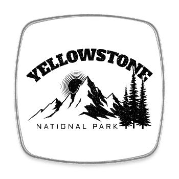 Hiking Yellowstone National Park - Square fridge magnet - white - Front