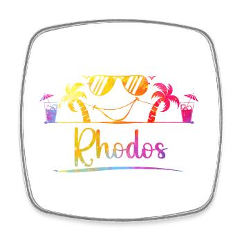 Rhodos Strandtraum Farbenpracht - Viereckiger Kühlschrankmagnet - Weiß - Vorne