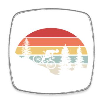 Mountain Bike Bicycle Nature Mountain Retro - Square fridge magnet - white - Front