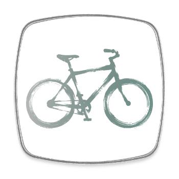 Bicycle in minimalist watercolor - Square fridge magnet - white - Front