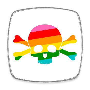 Regenbogen Totenkopf - Viereckiger Kühlschrankmagnet - Weiß - Vorne
