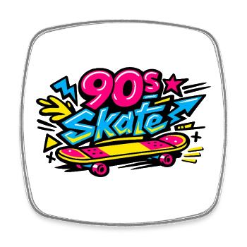 90er Skateboard Retro Flair - Viereckiger Kühlschrankmagnet - Weiß - Vorne