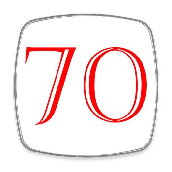 70. 70 ANS. 70e ANNIVERSAIRE. ANNIVERSAIRE 70 ANS. - Magnet carré - blanc - Devant