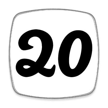20. 20e ANNIVERSAIRE. ANNIVERSAIRE 20 ANS. 20 ANS. - Magnet carré - blanc - Devant