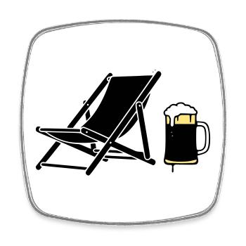Liegestuhl Bierkrug Silhouette - Viereckiger Kühlschrankmagnet - Weiß - Vorne
