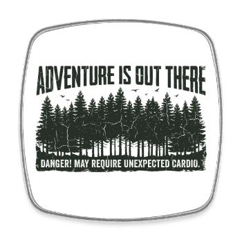 L’aventure est là dehors – Cardio Humor Dicton - Magnet carré - blanc - Devant