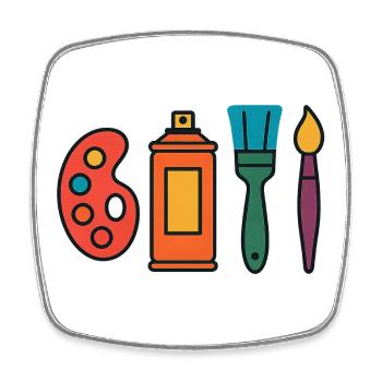 Artistic Painting Set Palette Sprayer Brushes - Square fridge magnet - white - Front