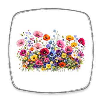 Wildblumen Wiese mit natürliche Aquarellblüten - Viereckiger Kühlschrankmagnet - Weiß - Vorne