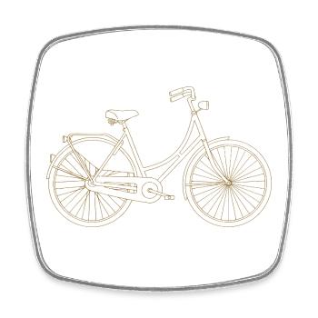 Vélo Rétro City Bike offert style Dutch Bike - Magnet carré - blanc - Devant