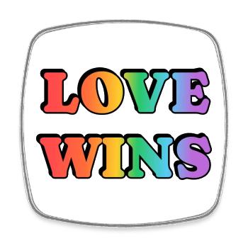 Love Wins LGBT Month Regenbogentext - Viereckiger Kühlschrankmagnet - Weiß - Vorne