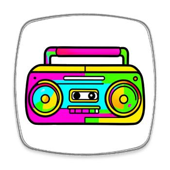 Neon Boombox Retro Pop Art - Viereckiger Kühlschrankmagnet - Weiß - Vorne