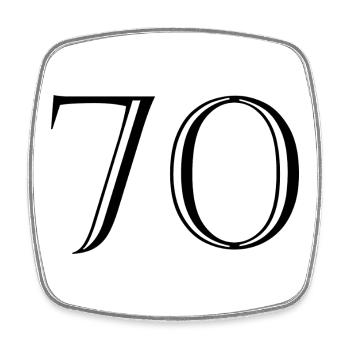 70. 70 JAHRE. 70-JÄHRIGES JUBILÄUM. 70-JÄHRIGES JUBILÄUM. - Viereckiger Kühlschrankmagnet - Weiß - Vorne