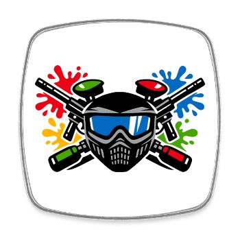 Graffiti helmet with paint splash - Square fridge magnet - white - Front