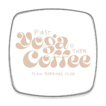 Yoga d’abord, café après - Magnet carré - blanc - Devant
