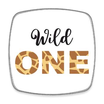 Lettres imprimées de girafe Wild One - Magnet carré - blanc - Devant