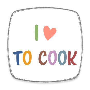Ich liebe es, bunte Buchstaben zu kochen, süßer Feinschmecker - Viereckiger Kühlschrankmagnet - Weiß - Vorne