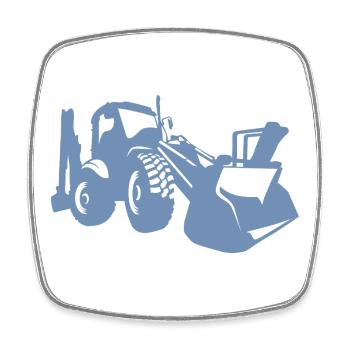 Bagger Radlader Baugeräteführer Silhouette - Viereckiger Kühlschrankmagnet - Weiß - Vorne