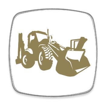 Bagger Radlader Baugeräteführer Silhouette - Viereckiger Kühlschrankmagnet - Weiß - Vorne