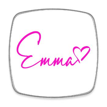 Emma Signature Neon Pink - Square fridge magnet - white - Front