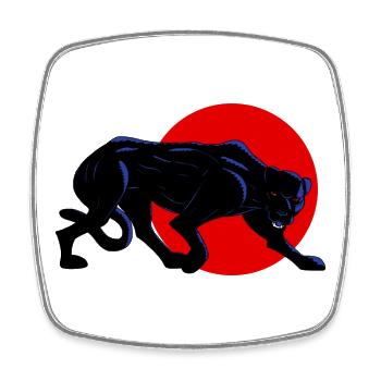 Panthère noire sur cercle rouge - Magnet carré - blanc - Devant