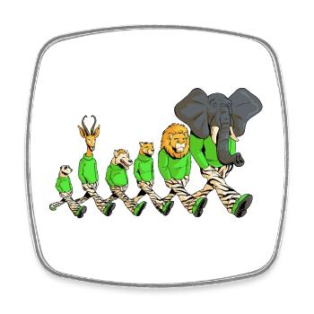 Animaux de la Savane en promenade - Magnet carré - blanc - Devant