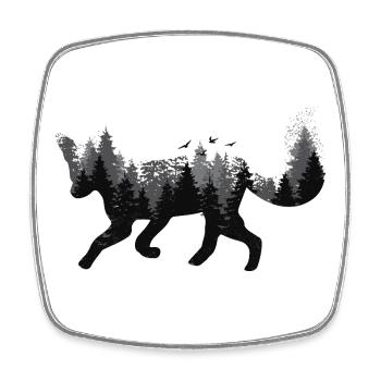 Renard & Forêt - Magnet carré - blanc - Devant
