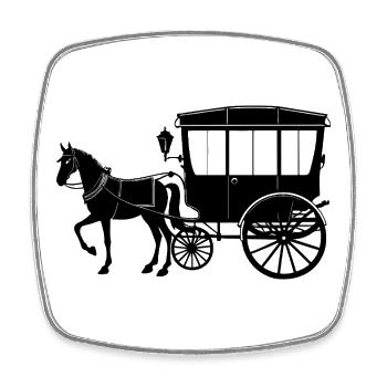 Amish-Pferdekutsche - Viereckiger Kühlschrankmagnet - Weiß - Vorne