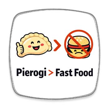 Pierogi statt Fast Food - Viereckiger Kühlschrankmagnet - Weiß - Vorne