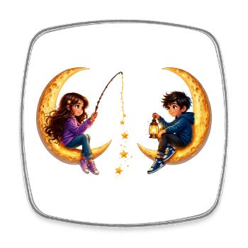 Jeunes filles Croissant de Lune - Magnet carré - blanc - Devant