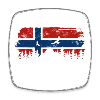 Norwegen Silhouette - Urlaub Natur Flagge - Viereckiger Kühlschrankmagnet - Weiß - Vorne