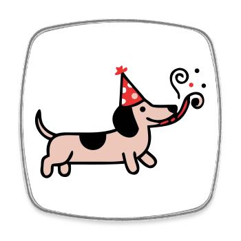 Party Dachshund Birthday Dog - Square fridge magnet - white - Front
