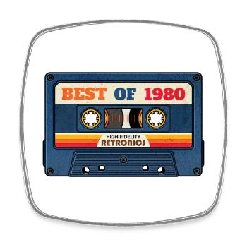 Best of 1980 – Retro Mixtape im Vintage-Look - Viereckiger Kühlschrankmagnet - Weiß - Vorne