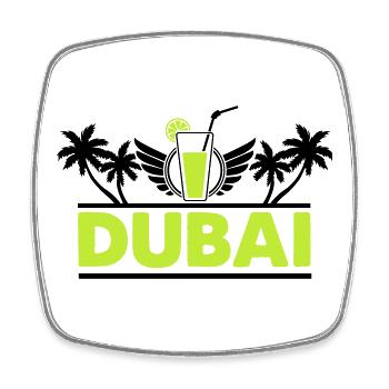 Logo néon de la boisson au citron vert de Dubaï - Magnet carré - blanc - Devant