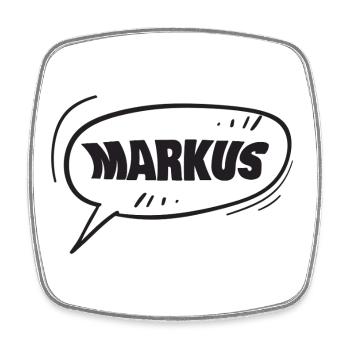 Markus Sprechblase Cartoonname - Viereckiger Kühlschrankmagnet - Weiß - Vorne