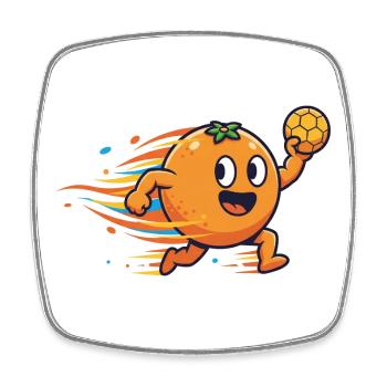 Funny Handball Orange Cartoon Motif - Square fridge magnet - white - Front